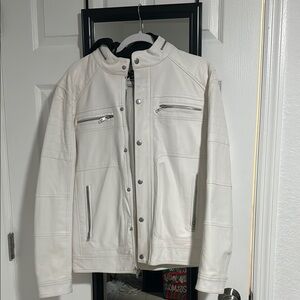 Men's White Leather Jacket